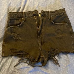 Black Distressed jean shorts